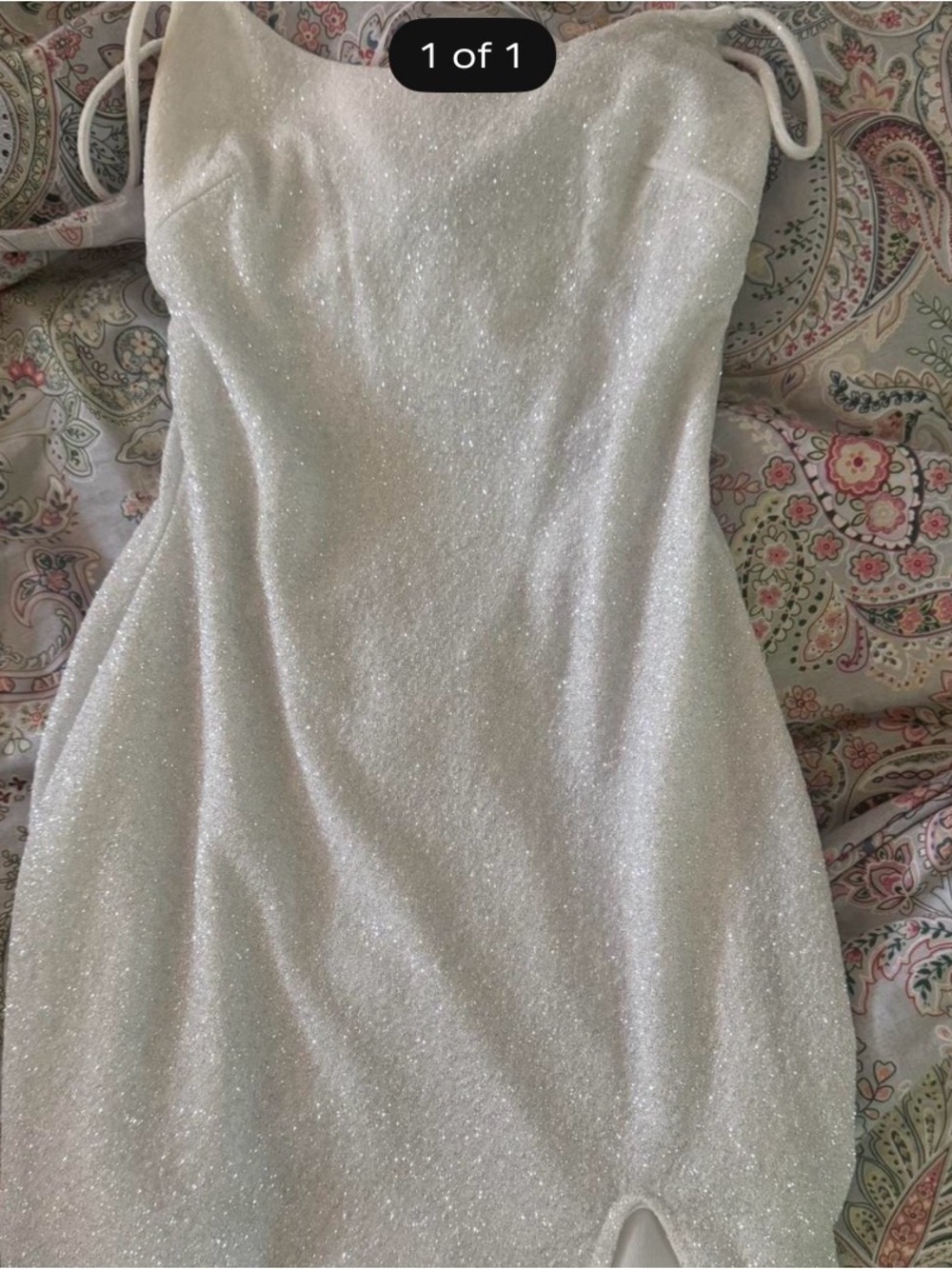 Windsor Glitter Strapless White Bodycon Dress